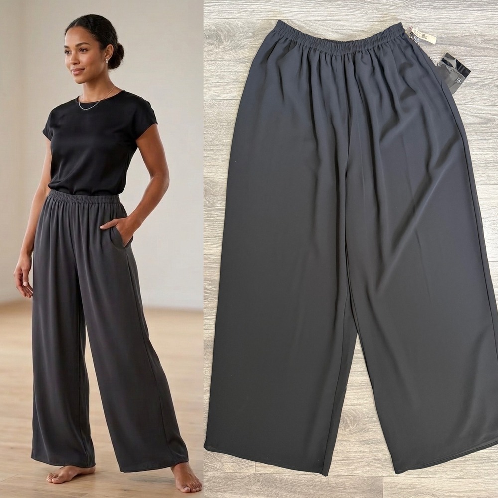 Valerie Stevens Evening Black Pants S Wide Leg Elastic Waist Minimalist Dressy